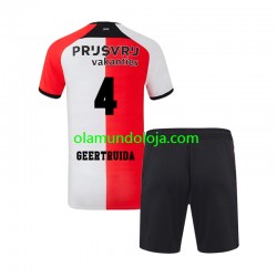 Camisola Feyenoord Rotterdam Lutsharel Geertruida 4 Criança Equipamento Primeiro 2024-2025 Manga Curta